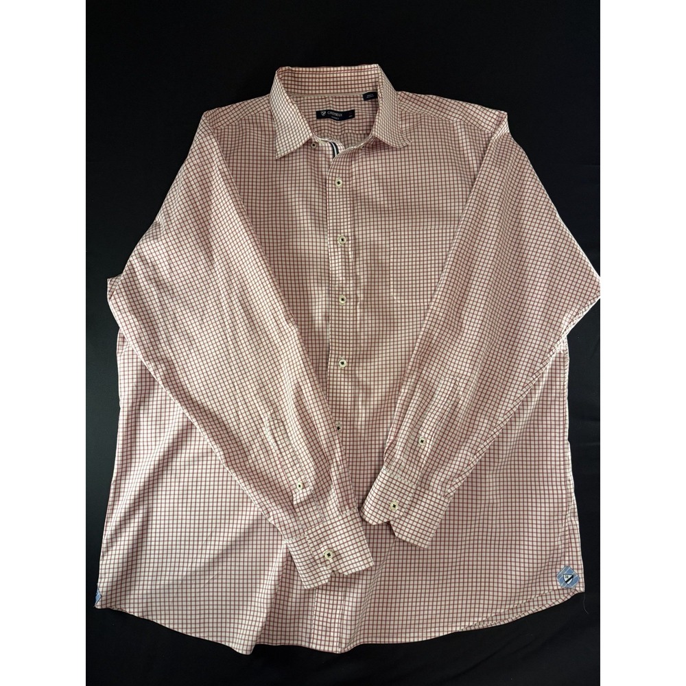 Cremieux Classics Red & White Patterned Men's Long Sleeve Dress Shirt, XL